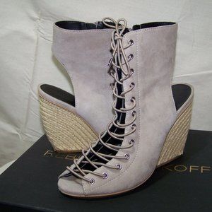 Rebecca Minkoff Elle Shoes 7 1/2 Ankle Bootie Lace Wedges M10112001